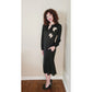 Vintage 70s Black Dress Butterfly Embroidery Ciao Ltd