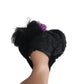 Antique Victorian Hat Black Bonnet Feathers Sequins Lace & Purple Flowers