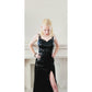 Vintage 90s Sequined Party Dress Black Sleeveless Niteline Della Roufagoli
