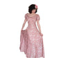 Vintage 30s Vintage Pink Floral Satin Evening Gown Old Hollywood Prom Dress