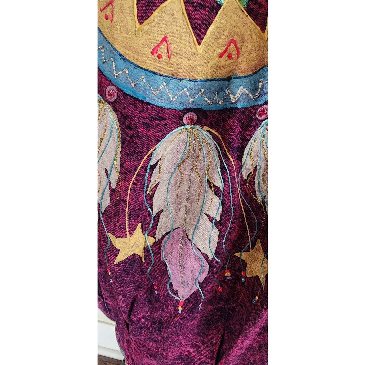 Vintage 80s Purple Denim Jacket w/Southwest Native American Motif Sundance Denim Wear