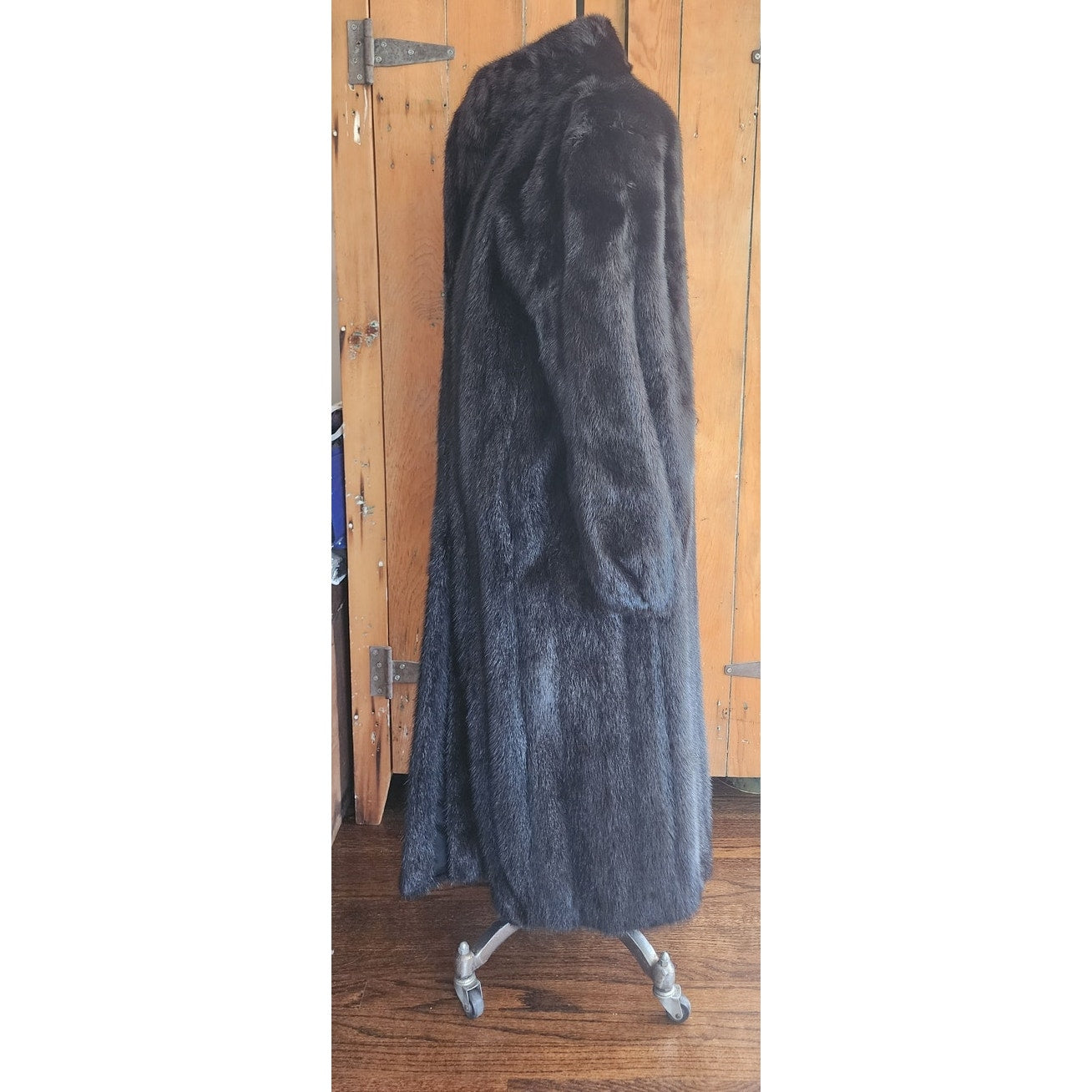 Vintage 1990s Black Ranch Mink Fur Coat Sized Medium to Large Evans Collection