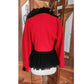 Vintage 1980s Jean Muir Jacket Red Black Ruffle Trim Evening Blazer