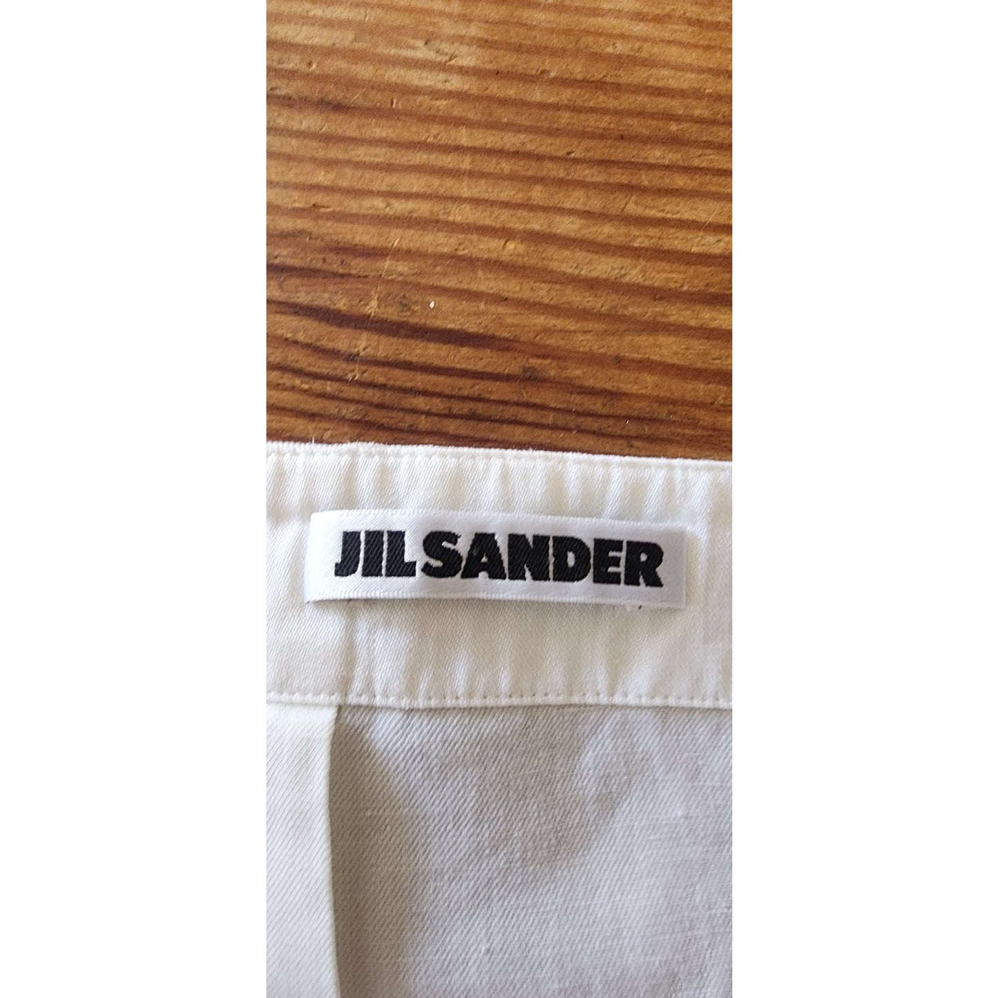 Vintage JIL SANDER Midi Skirt Paneled White Linen A Line w/Panels / Large