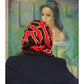 Vintage St John Knit Scarf Silk Print Square Red Black Gold Square