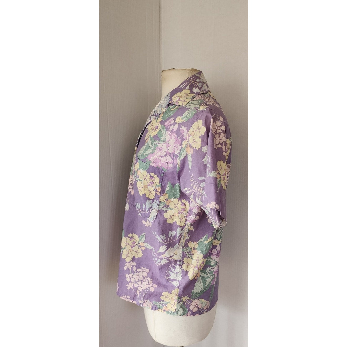 Vintage 80s Laura Ashley Blouse Purple Floral Print Shirt