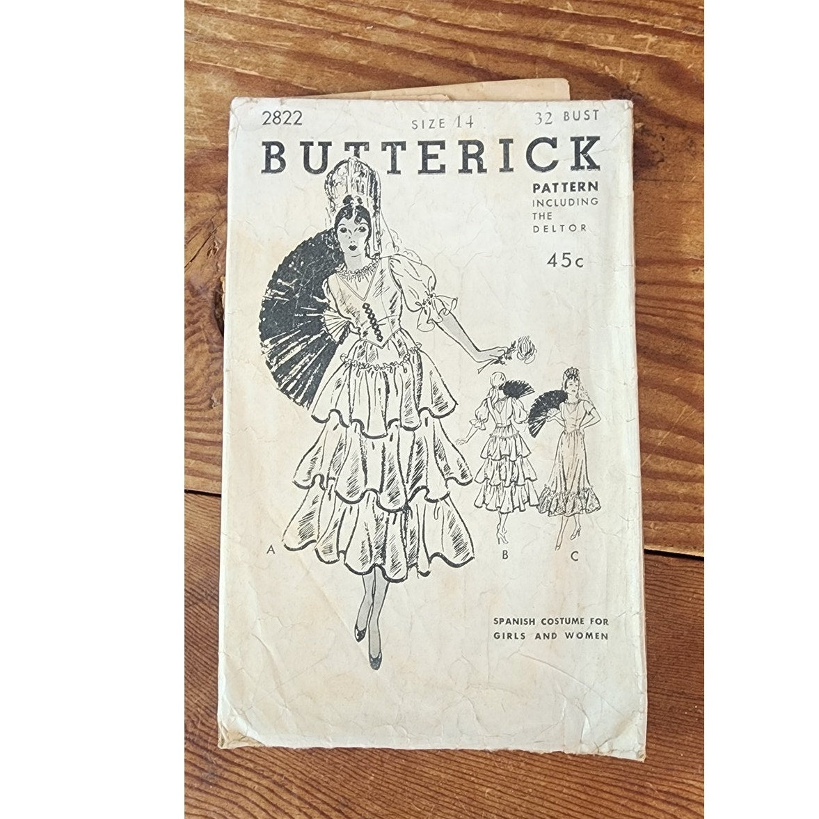 Vintage 20s Sewing Pattern: Spanish Costume Butterick 2822 Bust 32