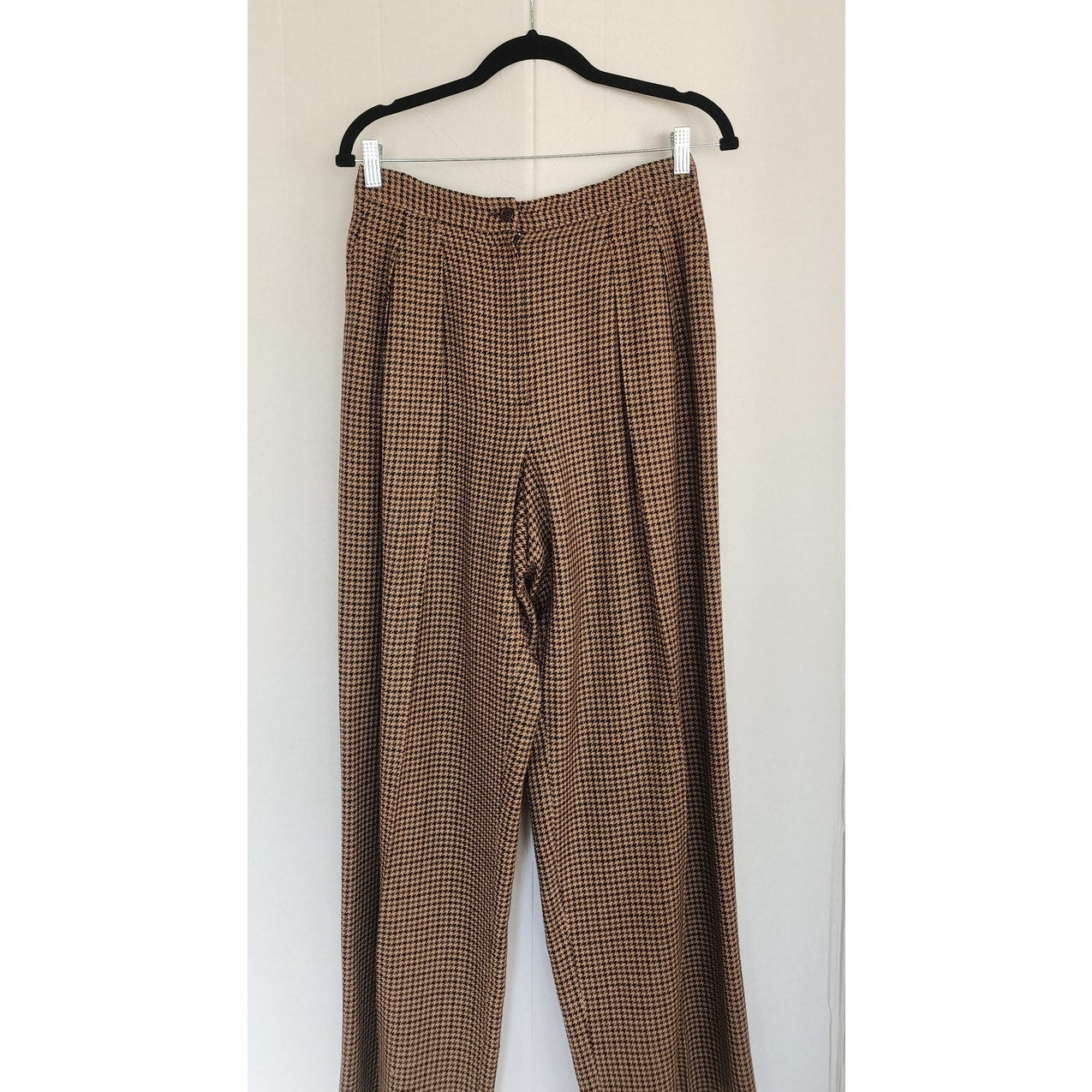 Vintage 80s Wool Pants Anne Klein II Brown Houndstooth / M