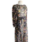 Vintage 70s Silkprint Dress Dark Florals Belted