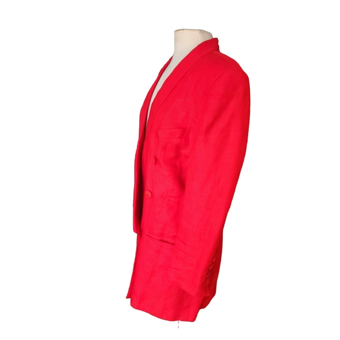 Vintage 80s Red Blazer Power Shoulders Jacket Michi Moon Sanyo