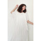 Vintage 1970s Amerikan Climax Caftan Dress White Cream Cotton Angel Sleees Gauzy