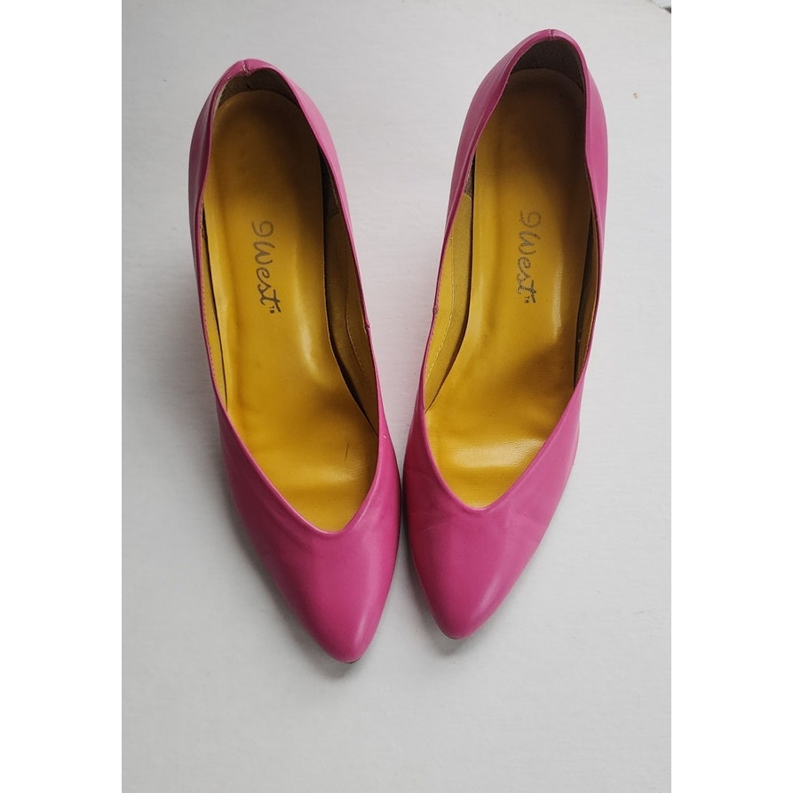 Vintage 80s Pink Shoes Leather Pump Kitten Heel / 10M