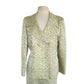 Vintage 80s ESCADA COUTURE Skirt Suit Green Cream Silk Jacquard Leafy Print / L