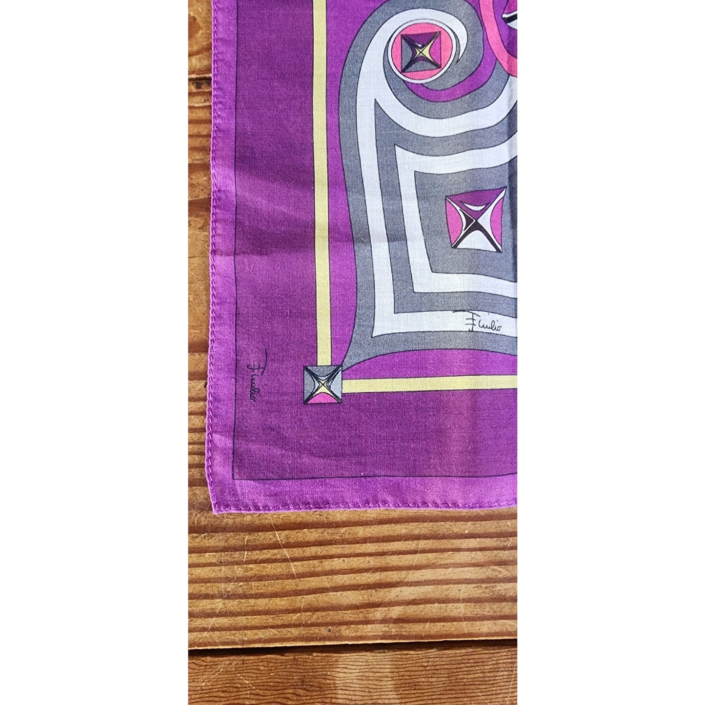 Vintage Pucci Cotton Print Scarf Purple Pink Pattern 16" Square Foulard