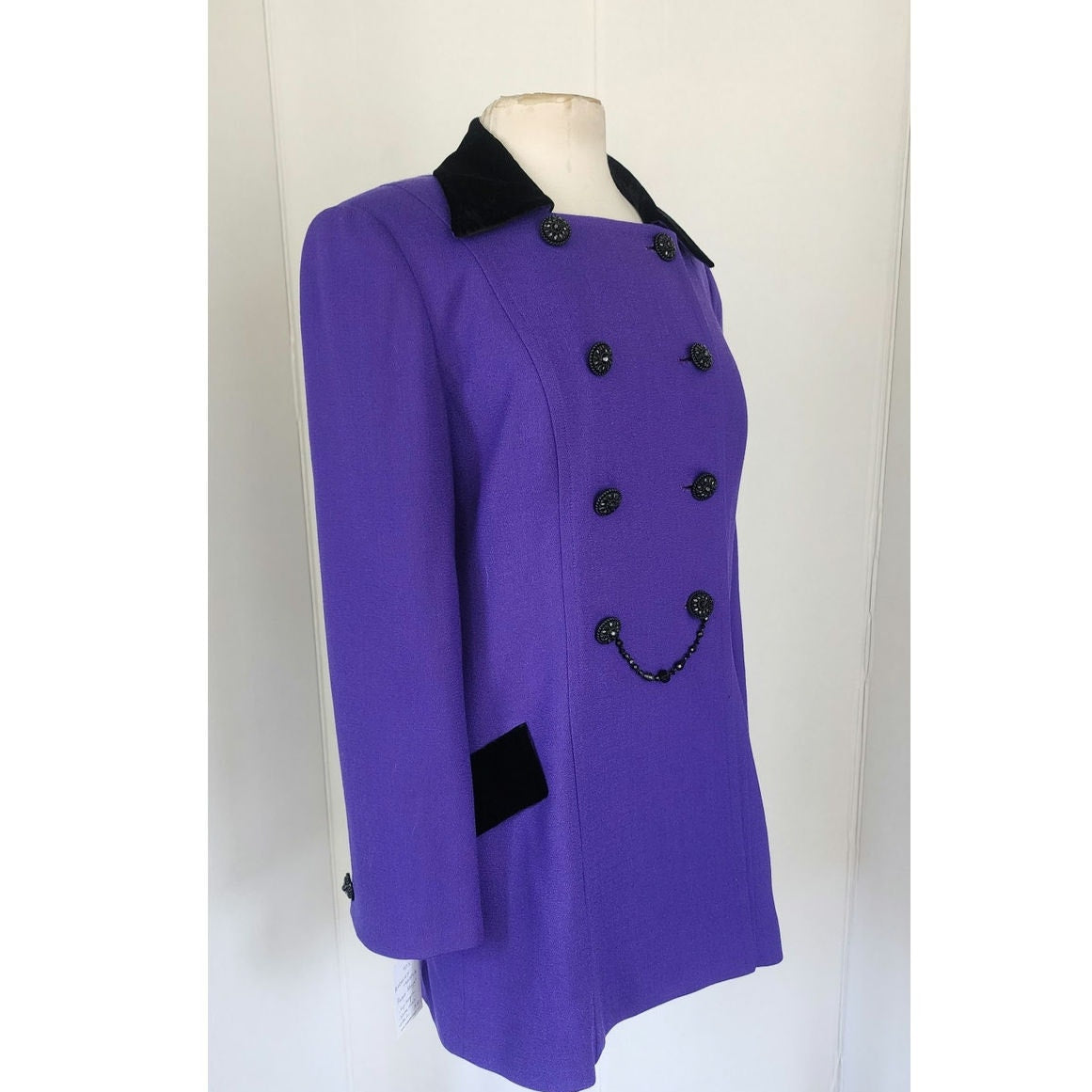 Vintage 90s Purple Blazer Badgley Mischka Long Jacket