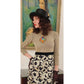 Vintage 1970s Gold & Black Maxi Dress Metallic Spiral Swirl / S