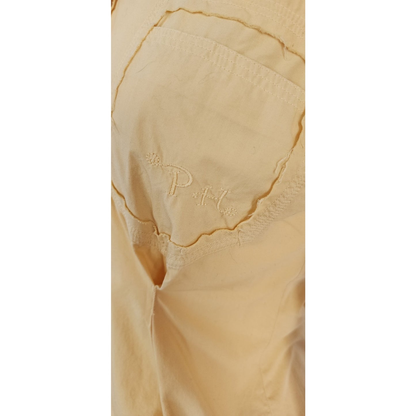 Vintage Yellow Shirt Button Down by Philosophy Alberta Ferretti w/ Crochet Trim Small