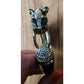 Vintage Black Panther Enamel Bracelet Art Deco Erte Style