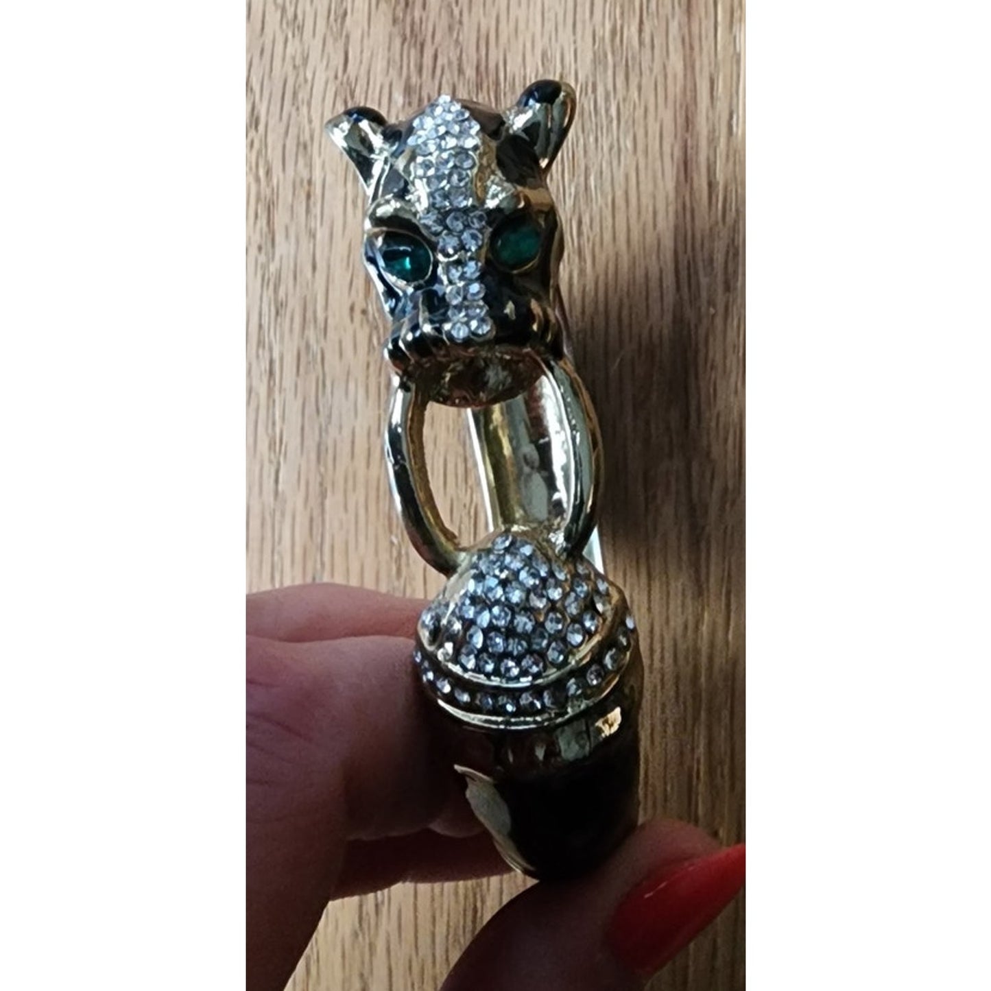 Vintage Black Panther Enamel Bracelet Art Deco Erte Style
