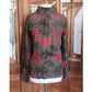 Vintage 80s CHLOE LAGERFELD Blouse Dark Floral Silk Blouse High Neck Long Sleeve