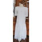 Vintage 80s Scott McClintock White Lace Dress Drop Waist Puffed Sleeves NWT