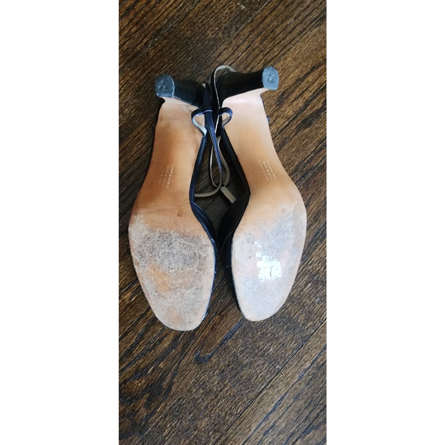 Vintage 70s Ferragamo Navy Blue Leather T Strap Dancing Shoes Mary Jane Heels 10AA