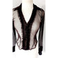 Vintage 90s Sheer Blouse Brown Mesh Ruffled Front