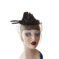 Vintage 1950s Hat Chanda Brown Beaded Velvet Asymmetrical Fascinator Bonwit Teller