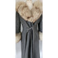 60s Gray Wrap Coat w/Cream Fox Fur Collar & Cuffs Gino Rossi