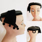 Vintage 1950s Black Hat Fascinator Modernist Avant Garde Cocktail Beanie Hat Pom-Pom Fringe Yeagers Akron Ohio