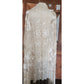 Vintage 1920s Piano Shawl Ivory Silk Embroidered Long Macrame Fringe Manila Evening Wrap