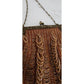 Vintage 1910s Glass Bead Bag Copper Looped Fringe France