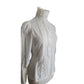 Vintage 80s LAURA ASHLEY White Ruffled Front Blouse Crochet Lace Button Down Shirt High Neckline