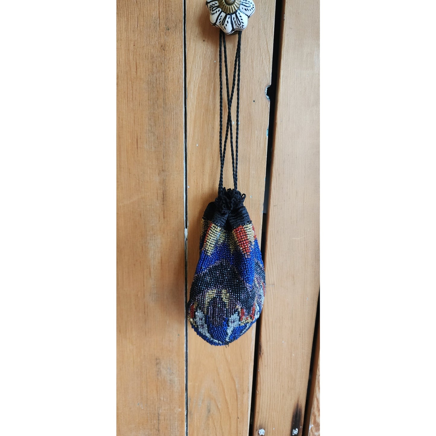Antique 1920s Beaded Bag Vintage Art Deco Purse Drawstring Flapper Reticule