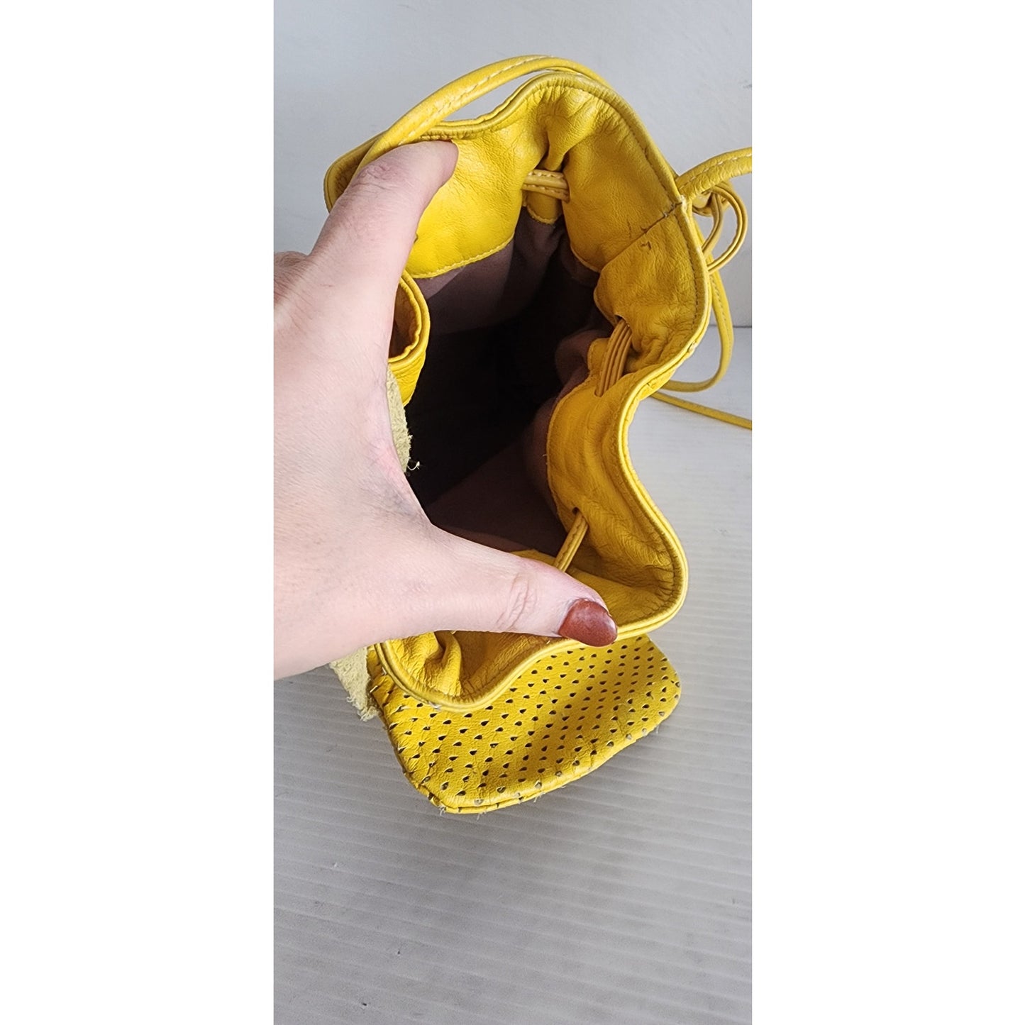 Vintage 80s Shoulder Bag Yellow Leather Crossbody