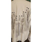 Vintage 80s White Leather Jacket SUNRIDERS Fringe, Studs & Bone Beads XXL