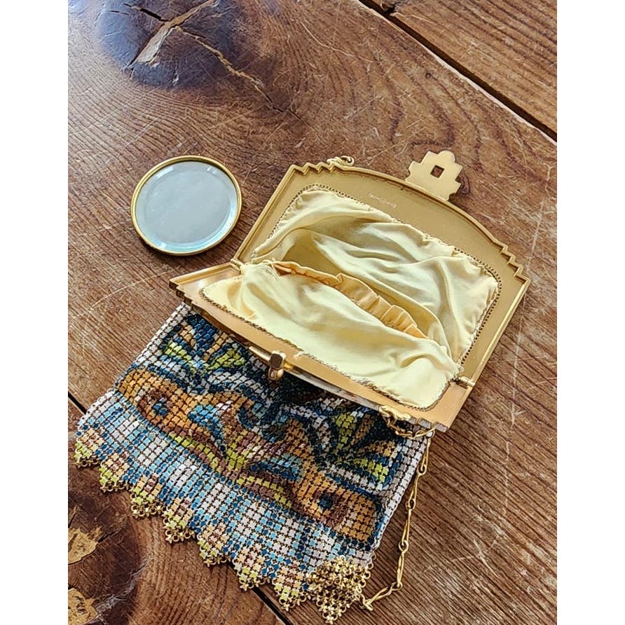Vintage 20s WHITING DAVIS Mesh Flapper Bag Art Deco Enamel