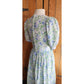 Vintage 80s Laura Ashley Floral Print Dress Blue Green White Cotton