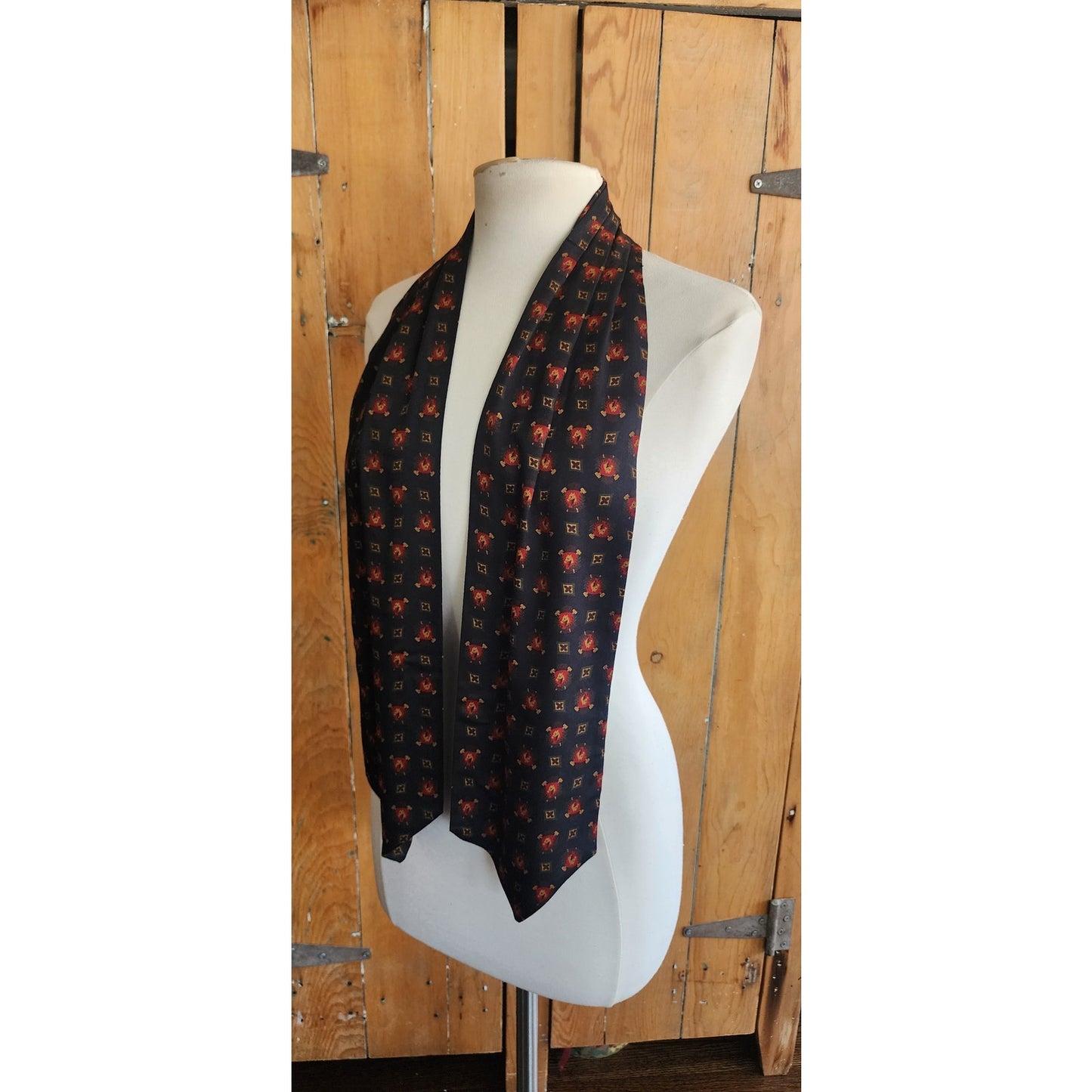 Vintage 1990s DKNY Ascot Scarf Equestrian Horse Print