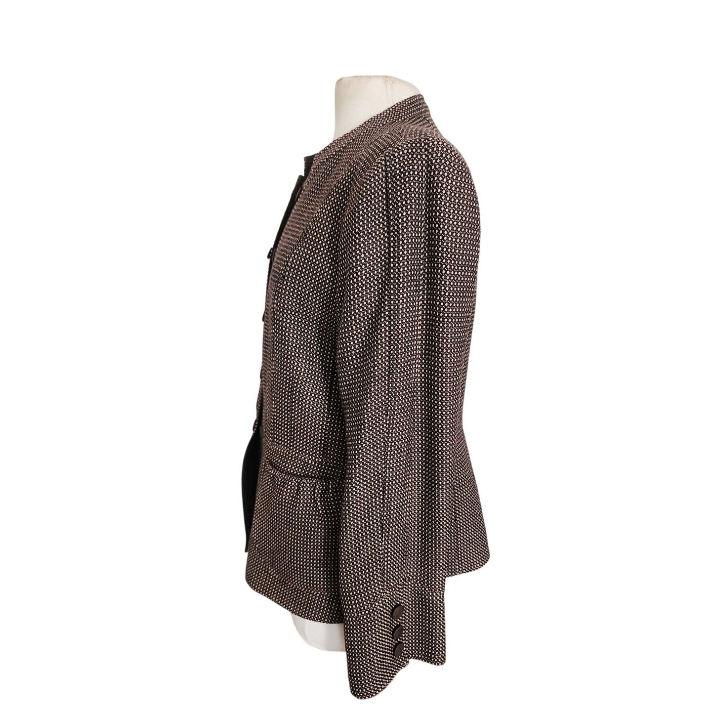 ARMANI COLLEZIONI 2008 Blazer in Brown and Cream Check Wool Jacket / L