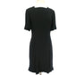 Vintage 60s Sorelle Fontana Dress Black Rayon Crepe w/Pleated Fringe Italian Designer