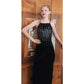 VTG 90s Y2K Aspeed Dress Black Velvet Rhinestone Studs Halter Maxi Gown Prom M