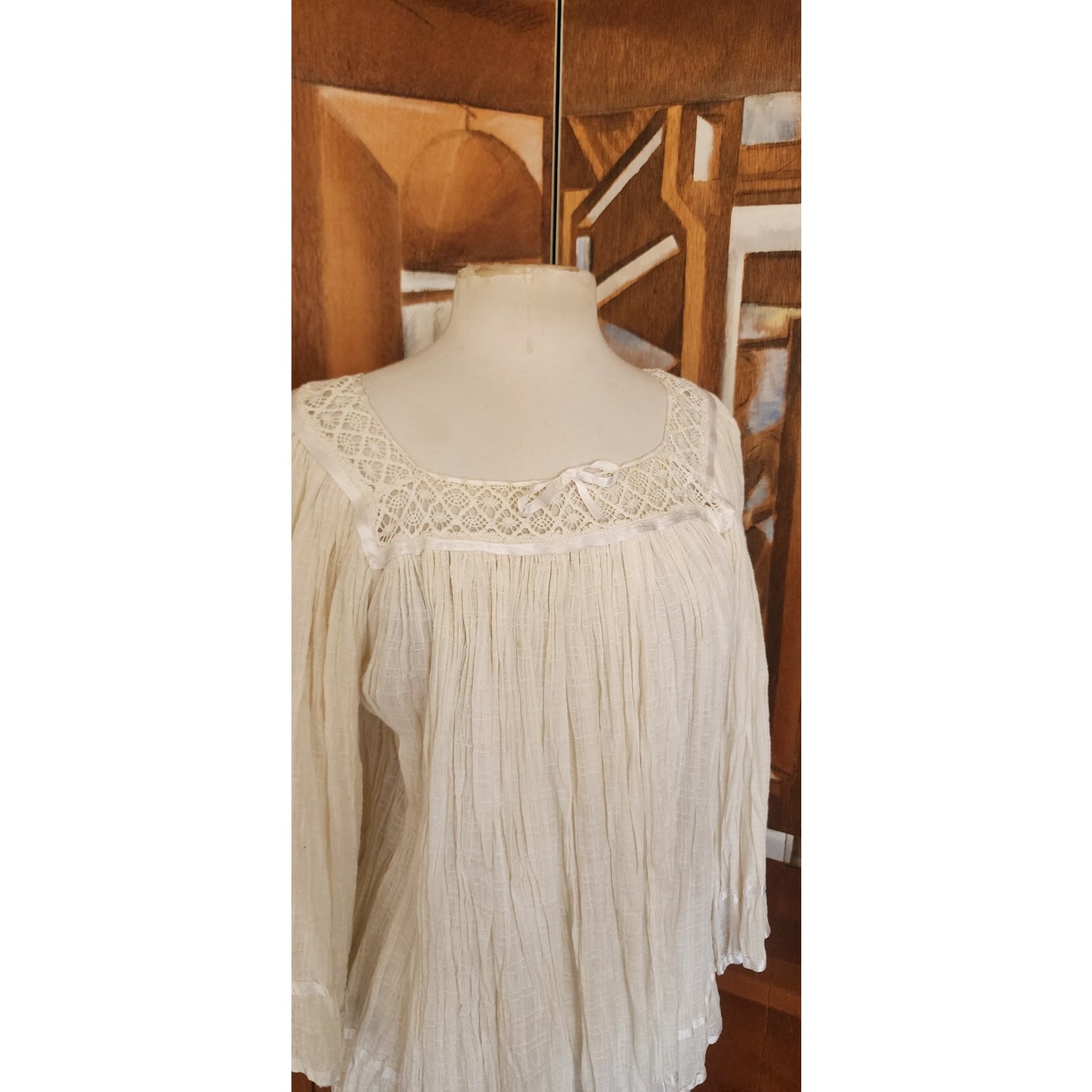 Vintage Gauzy Cotton Blouse Angel Sleeve Boho Inty Huasy Ecuador Boho Hippie