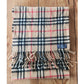 Vintage 1980s Burberrys Cashmere Scarf Beige Plaid Nova Check Fringed