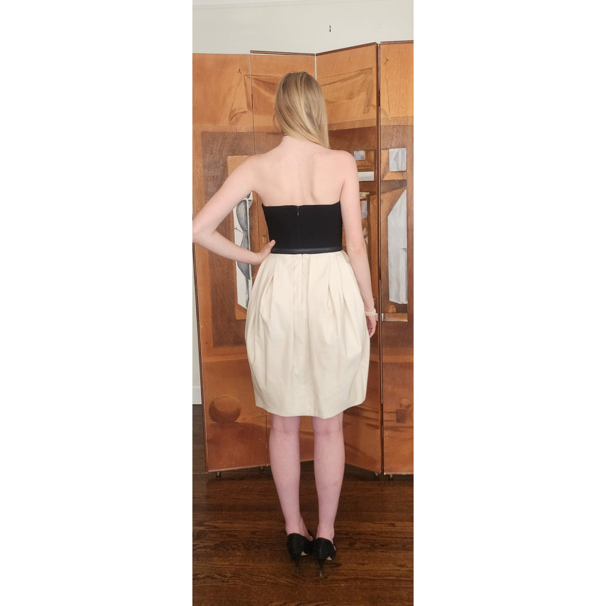 Jason Wu Dress Resort 2012 Strapless Party Midi Bubble Skirt Ivory Black Silk NWT Small