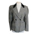 Vintage 1980s ESCADA Blazer Black Gray Plaid Tailored Jacket Double Breasted Velvet Collar