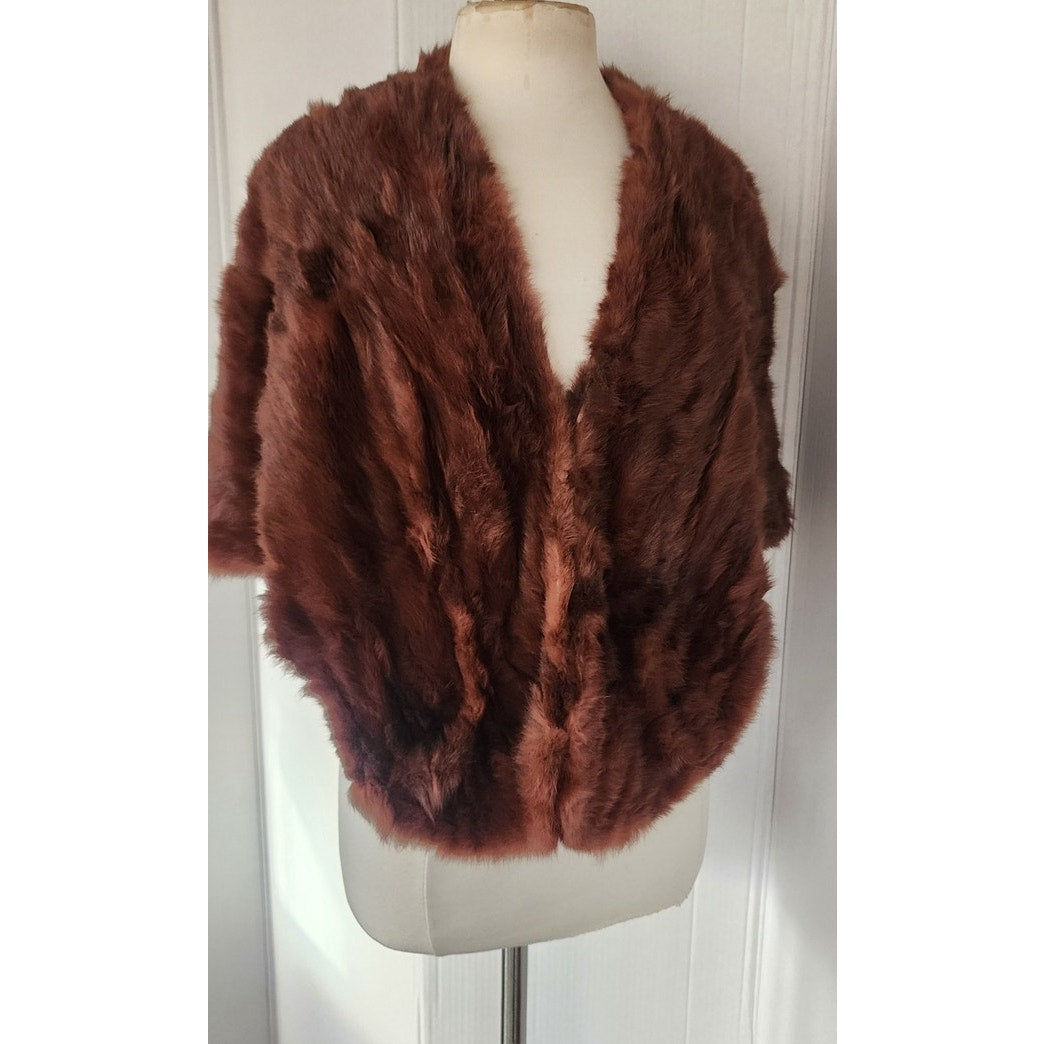 Vintage 40s Fur Wrap Stole Brown Russian Squirrel