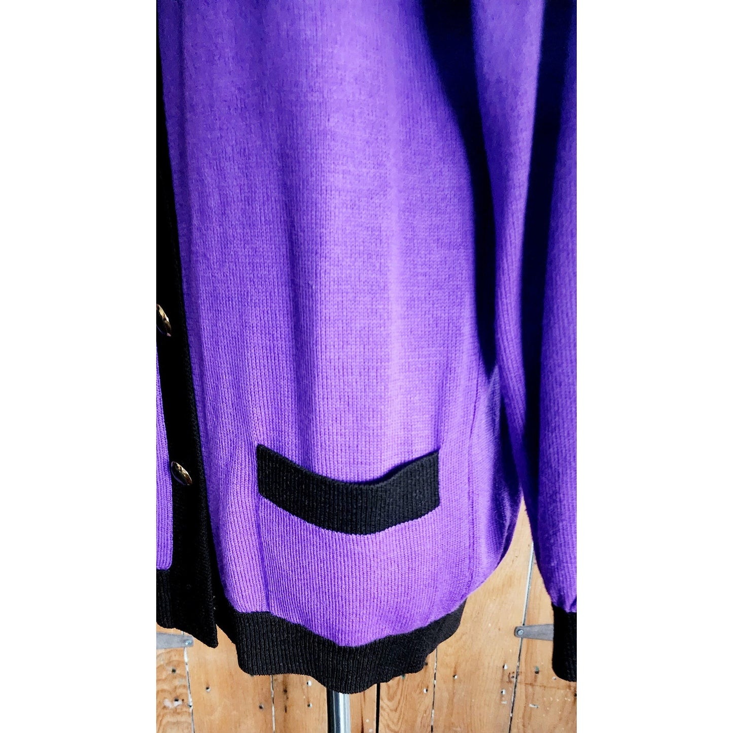 Vintage 80s St John Sweater Jacket Purple Knit