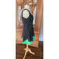 Vintage 90s Designer Summer Dress Raw Silk Black Green Victoria March Chicago