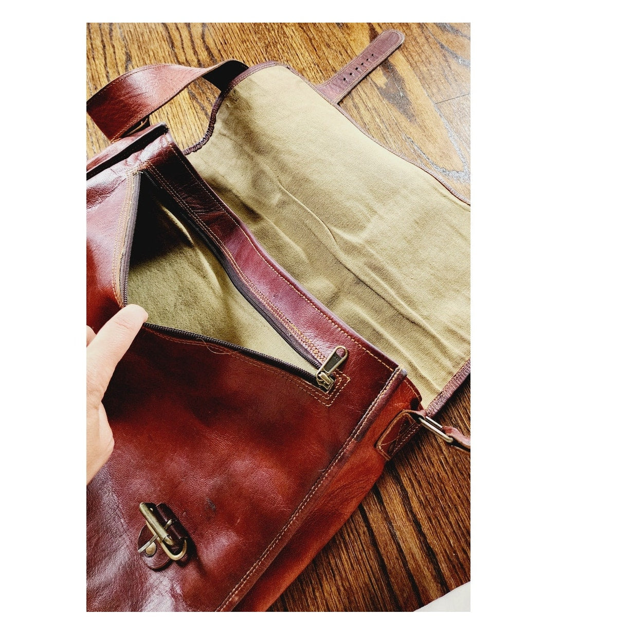 Vintage Brown Leather Messenger Bag Satchel